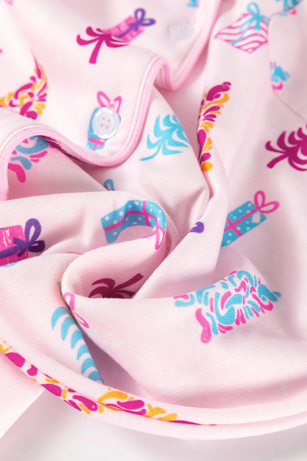 Printed Collared Neck Long Sleeve Lounge Dress - Fashorio