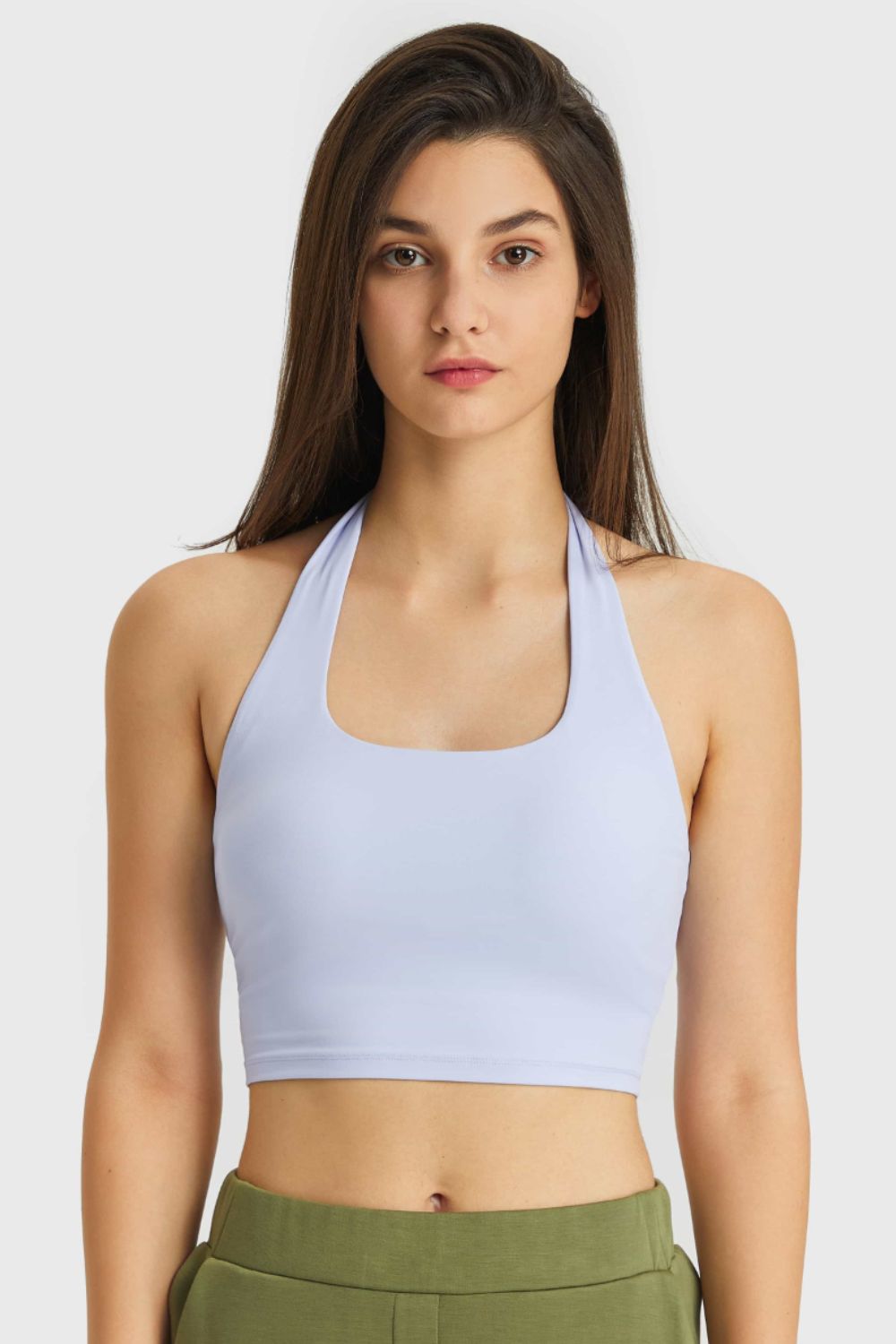 Millennia Breathable Halter Neck Sports Bra Blue - Fashorio