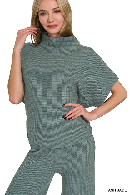 Zenana Mock Neck Top and Pants Sweater Set - Fashorio