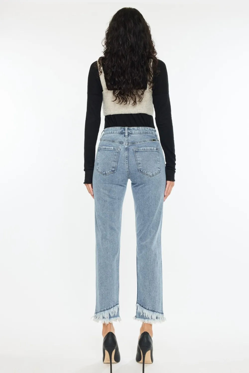 Kancan Raw Hem High Rise Straight Jeans - Fashorio