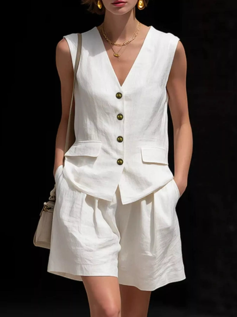 Belinda sleeveless vest and shorts two piece set, front view
