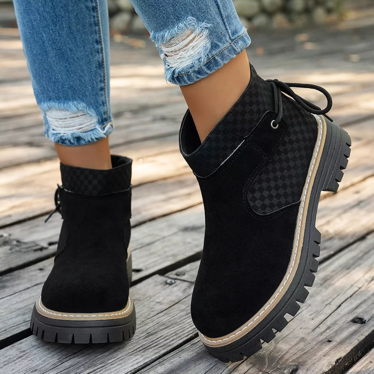Block Heel Ankle Boots front view
