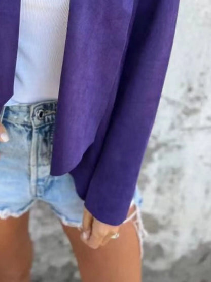 Full Size Open Front Casual Cardigan Plus Size - Fashorio