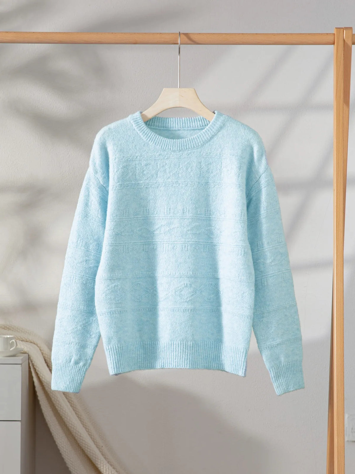 round neck long sleeve sweater back view