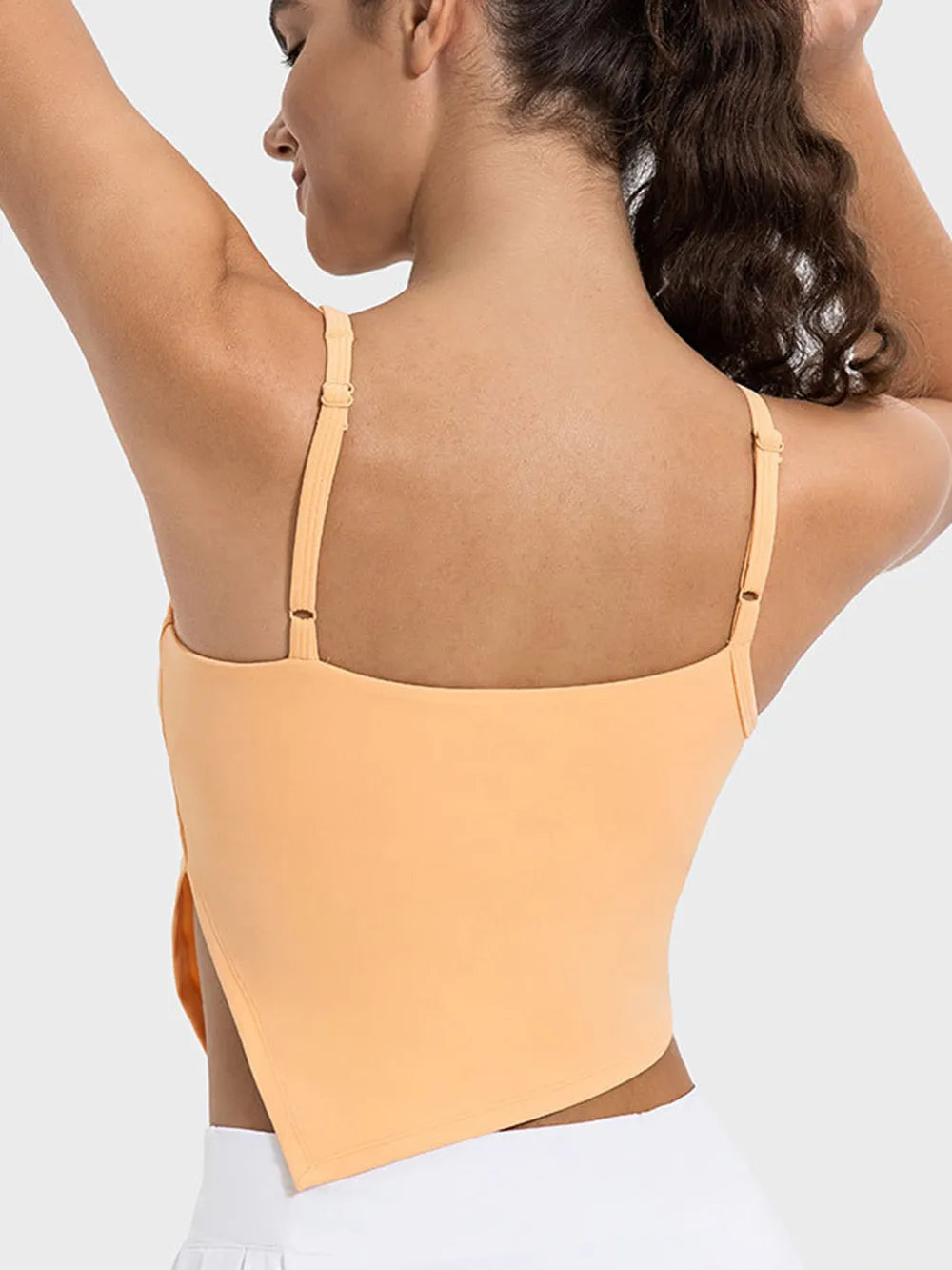 slit asymmetrical neck active cami back view