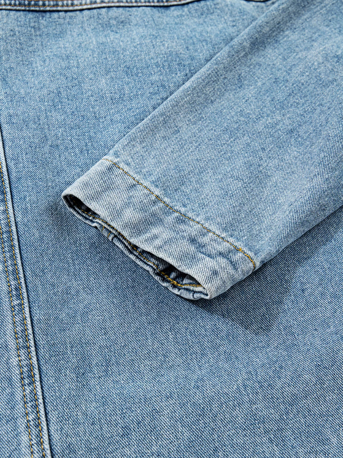Patch Pocket Side Tie Denim Jacket in Medium Wash view 8