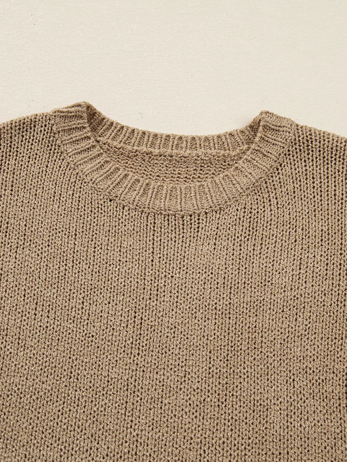 camel oversize drop shoulder sweater dress sleeve detail