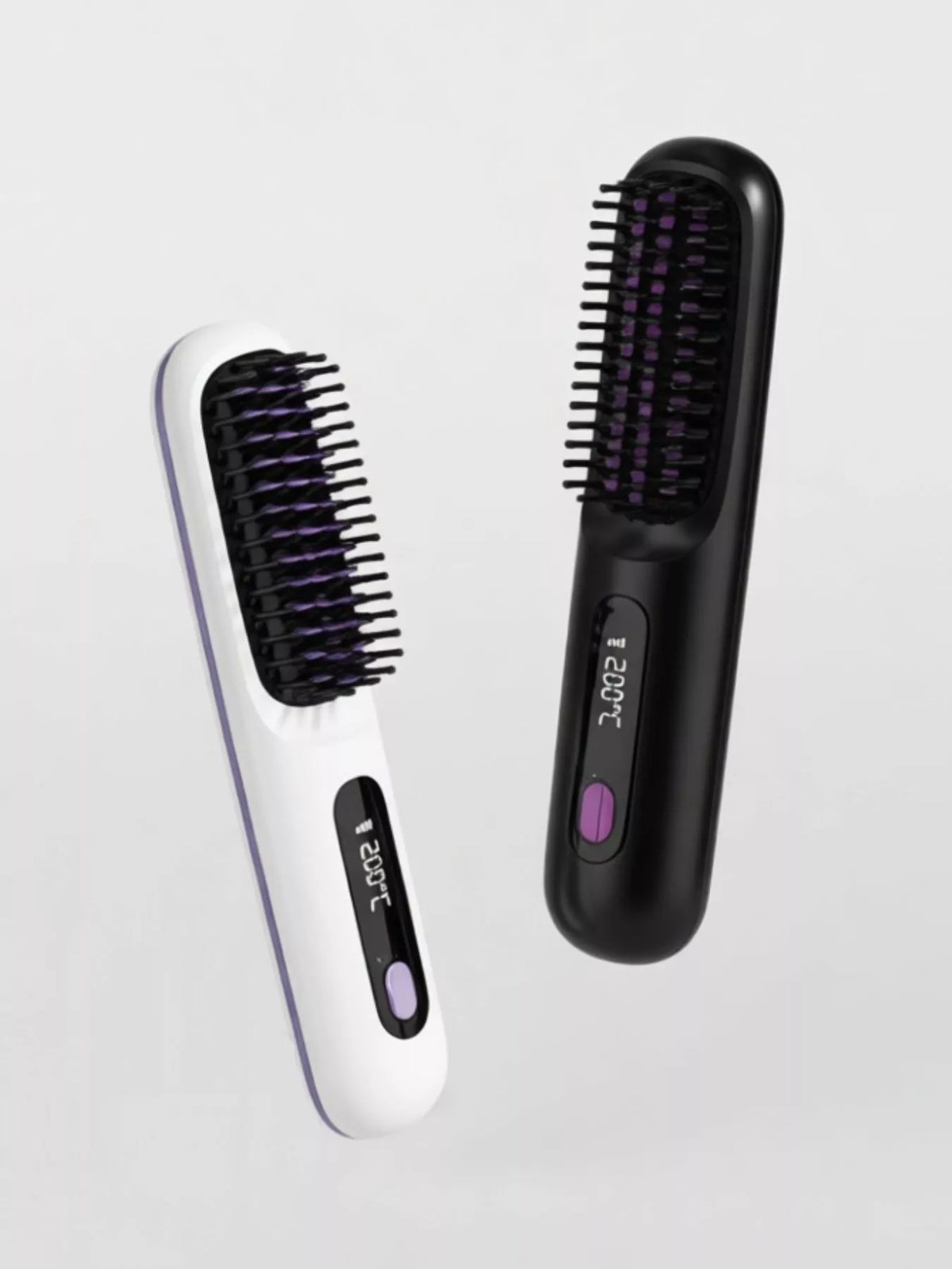 Straightening comb heated bristles close up