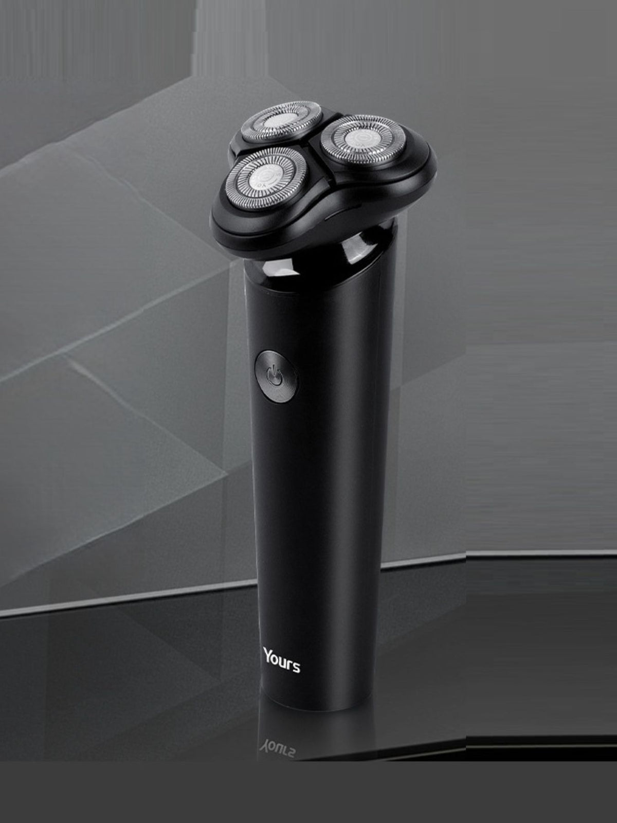 Black rotary electric shaver front view