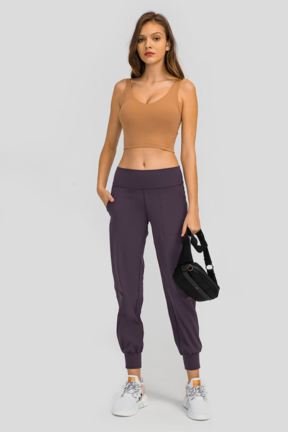 Slant pocket pants ribbed cuff detail