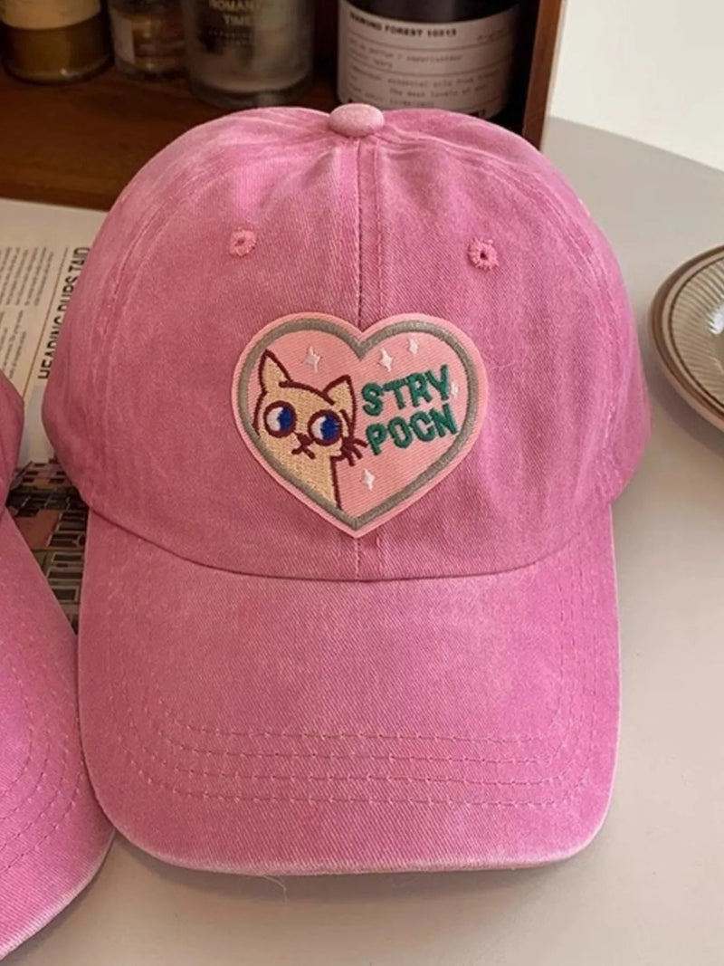 Monarch Millinery heart cat baseball cap in blush pink, front view