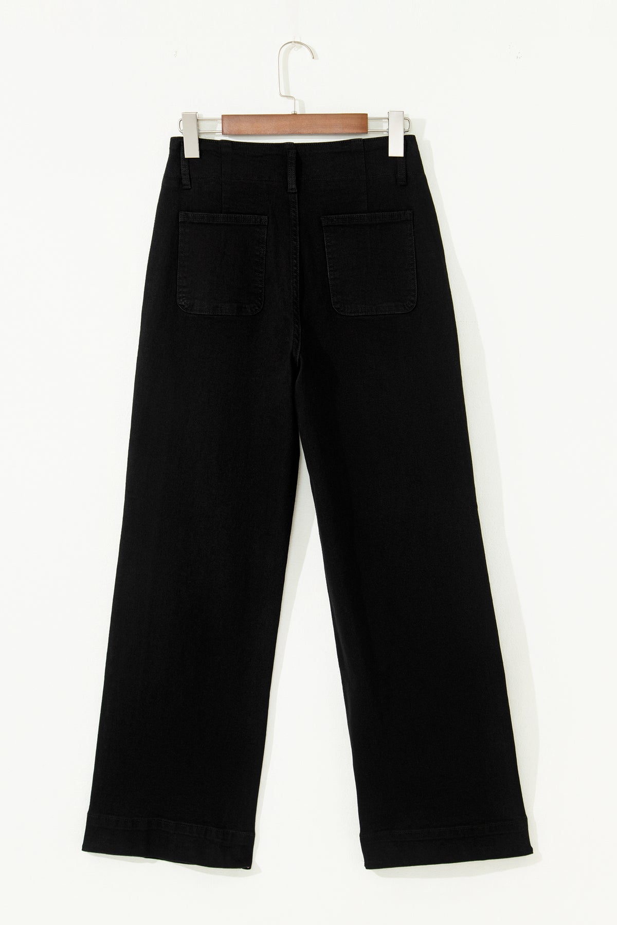 Mist green high waist wide leg jeans on model