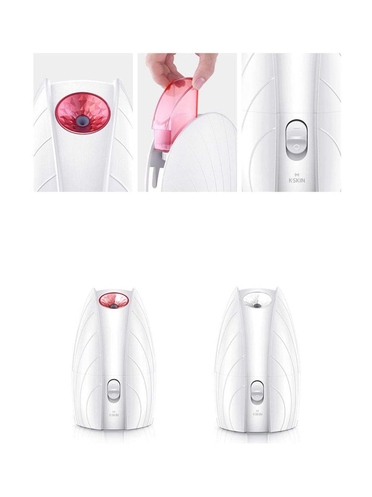 Woman using facial steamer for skincare