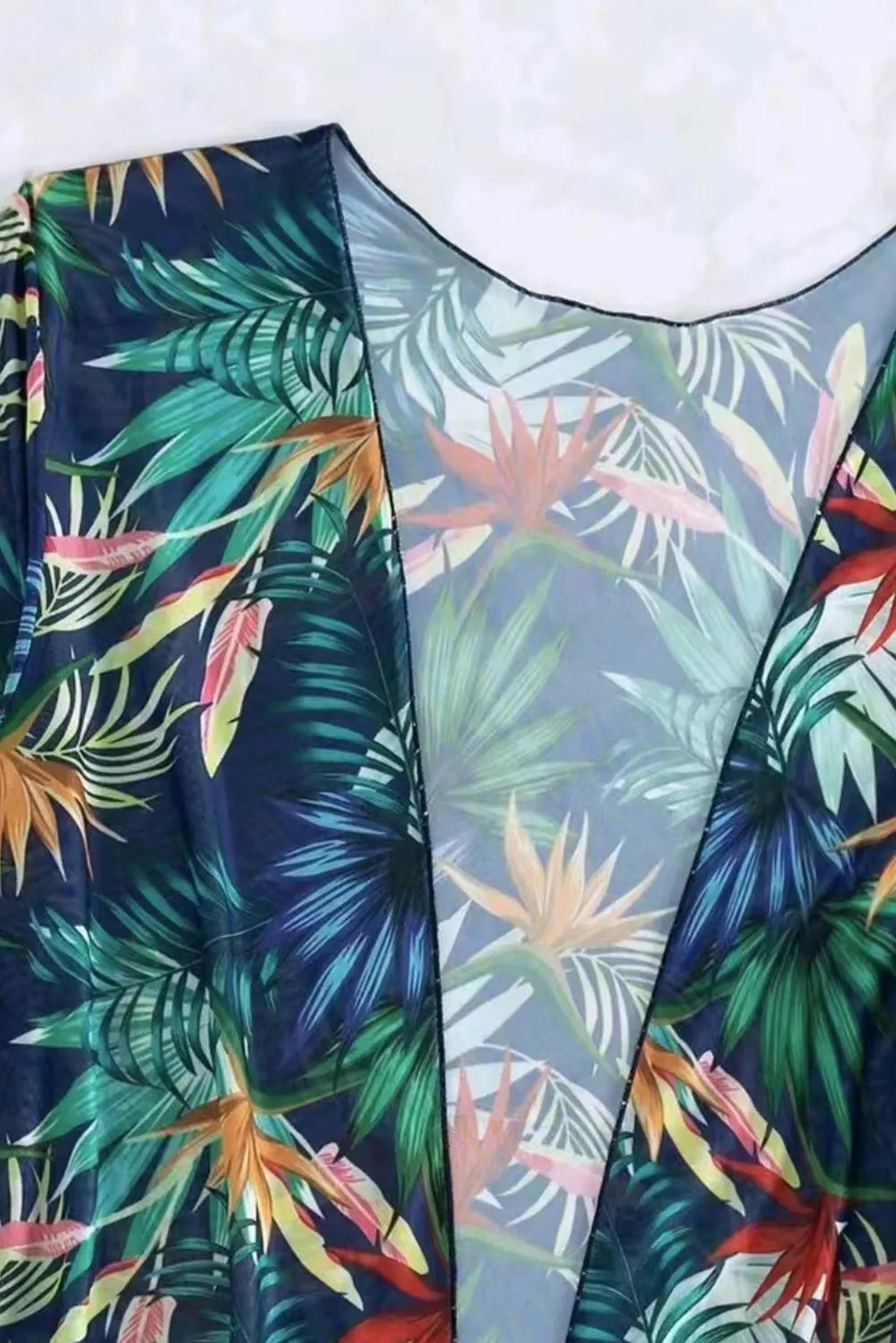Printed three piece bikini full look