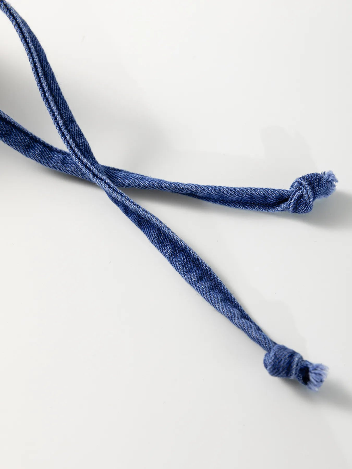 Drawstring High Waist Puff Sleeve Denim Mini Dress - Fashorio