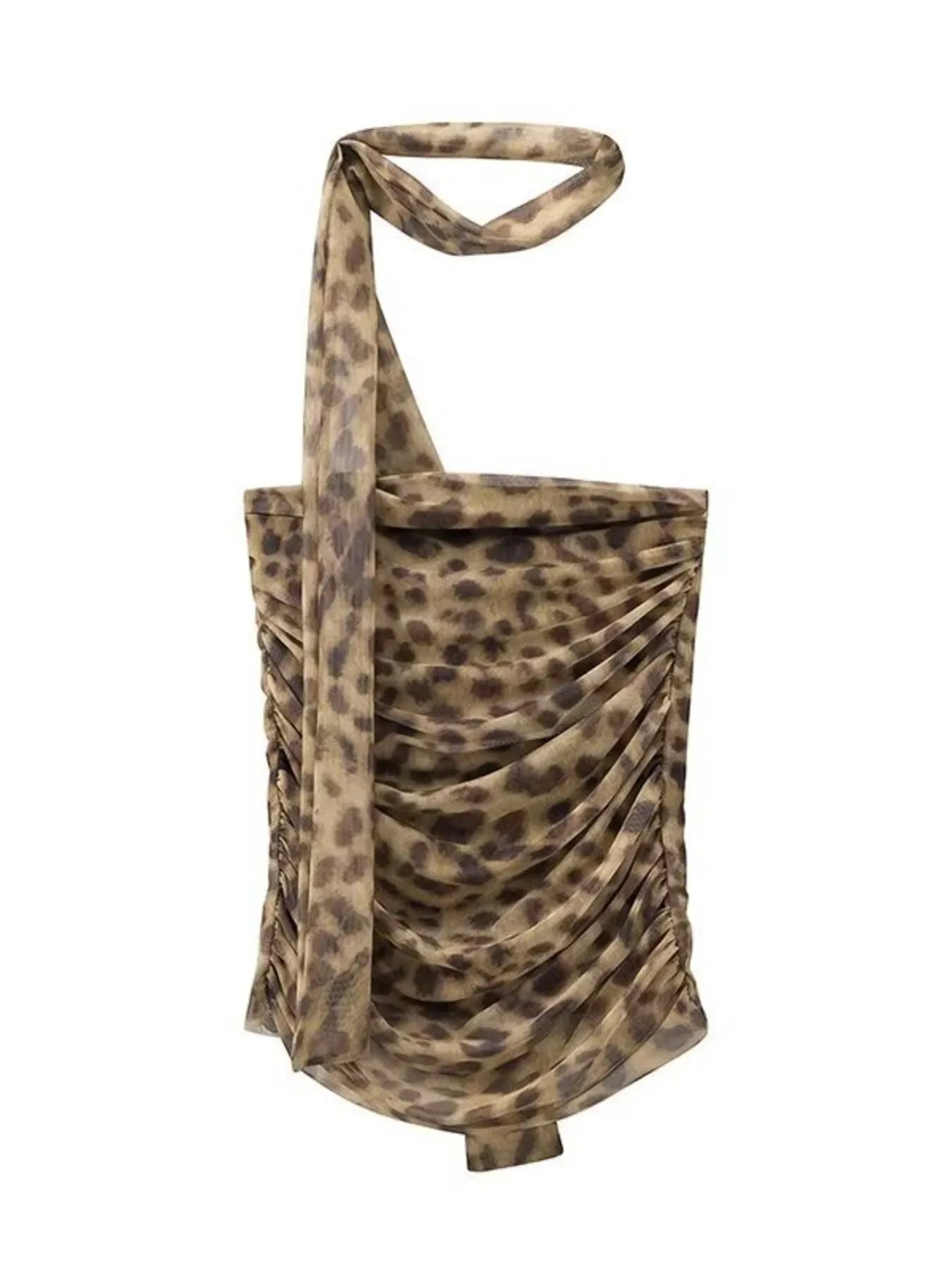 Ruched Leopard Print Tube Top - Fashorio