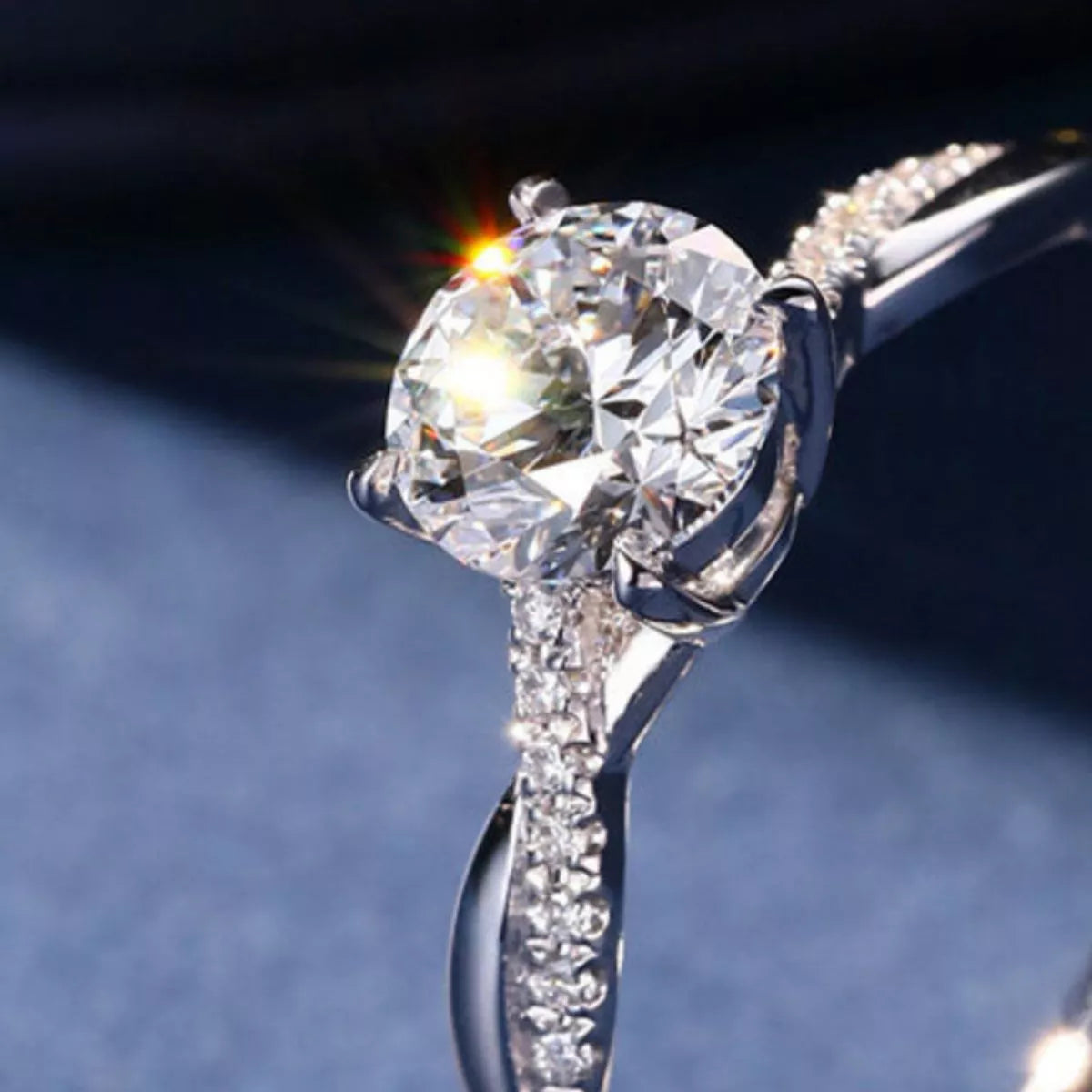 Side profile of the sterling silver moissanite ring