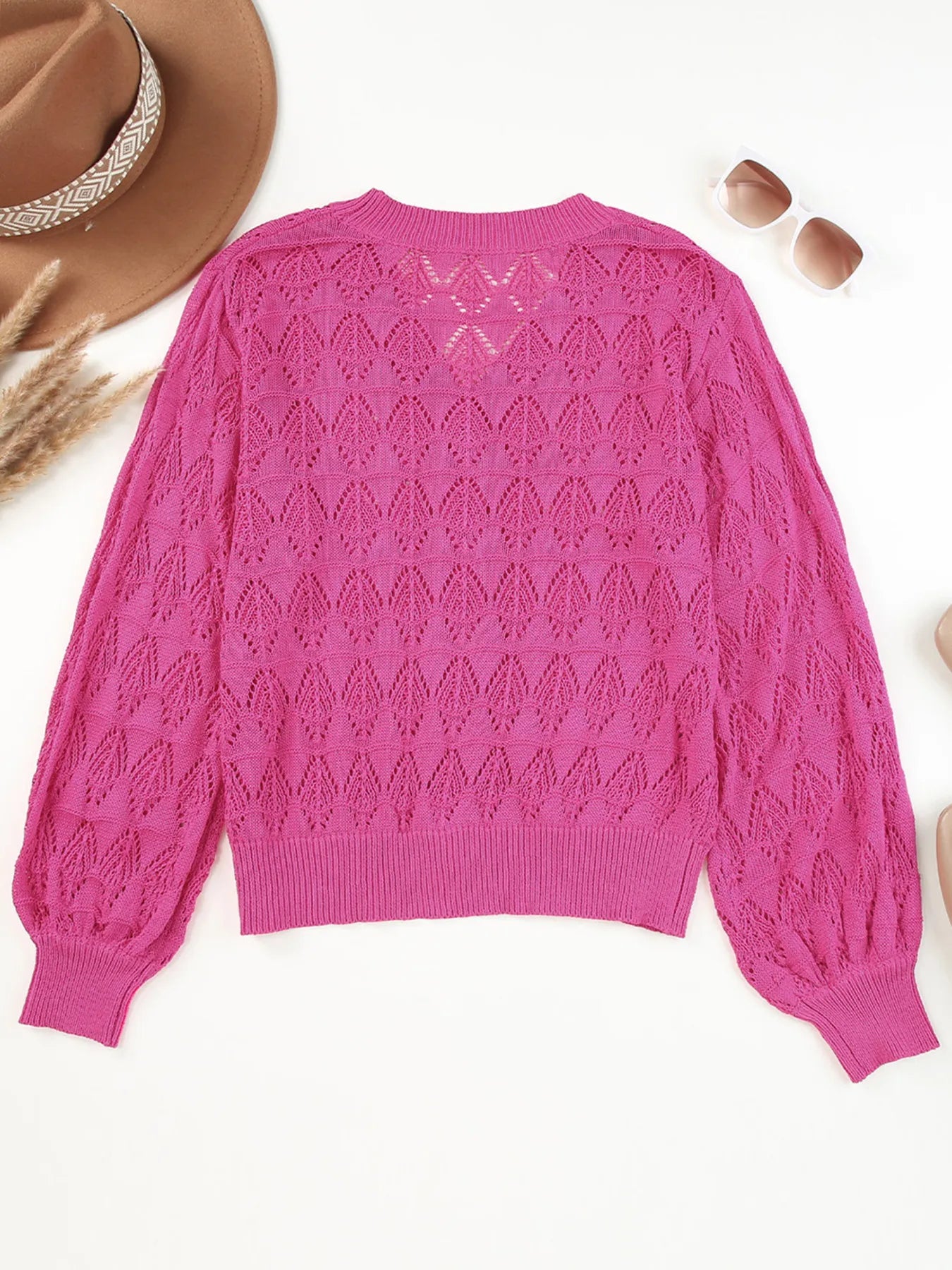 Buttoned Front Openwork Cardigan - Fashorio