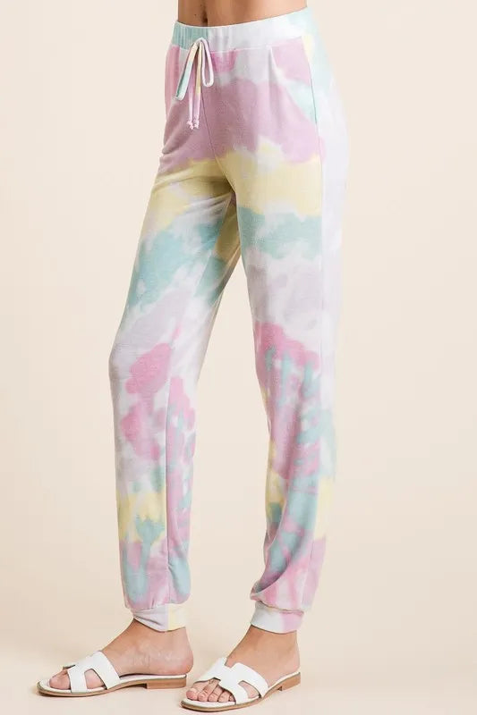 BiBi Tie Dye French Terry Casual Pants - Fashorio