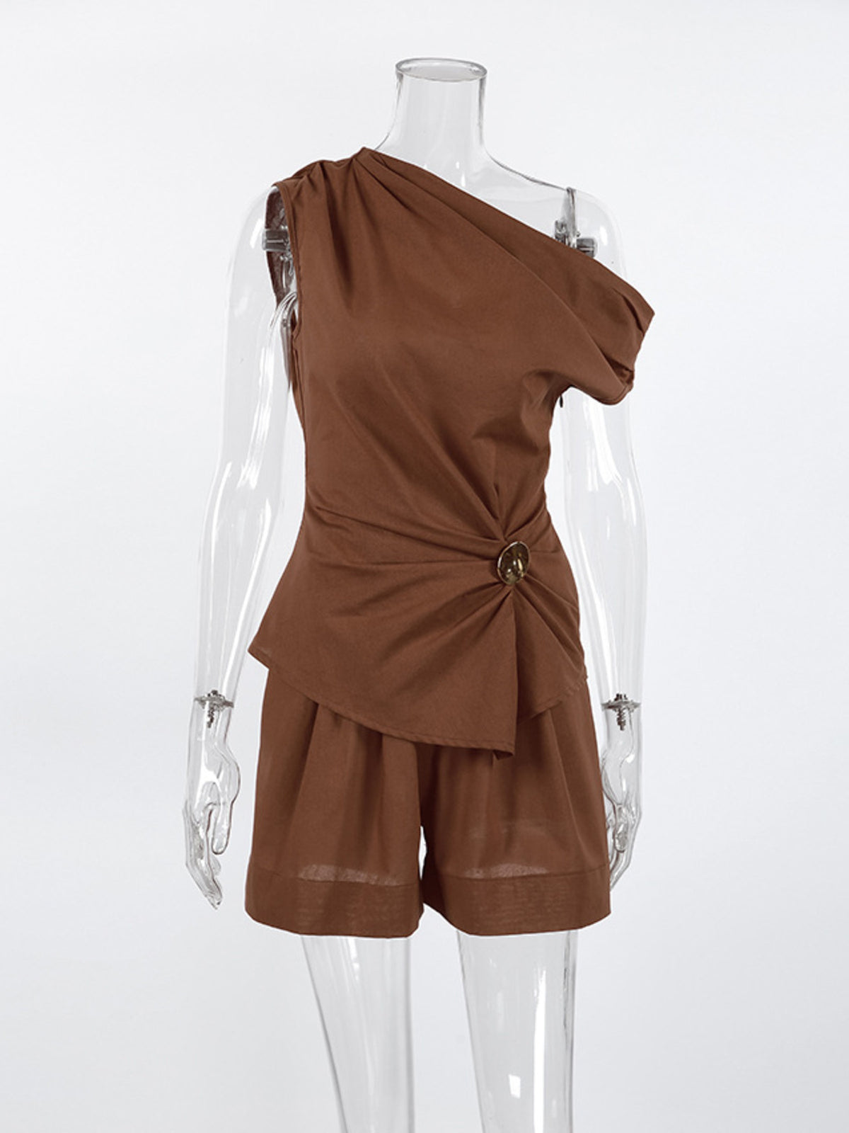 One Shoulder Top and Shorts Two Piece Set, view 7
