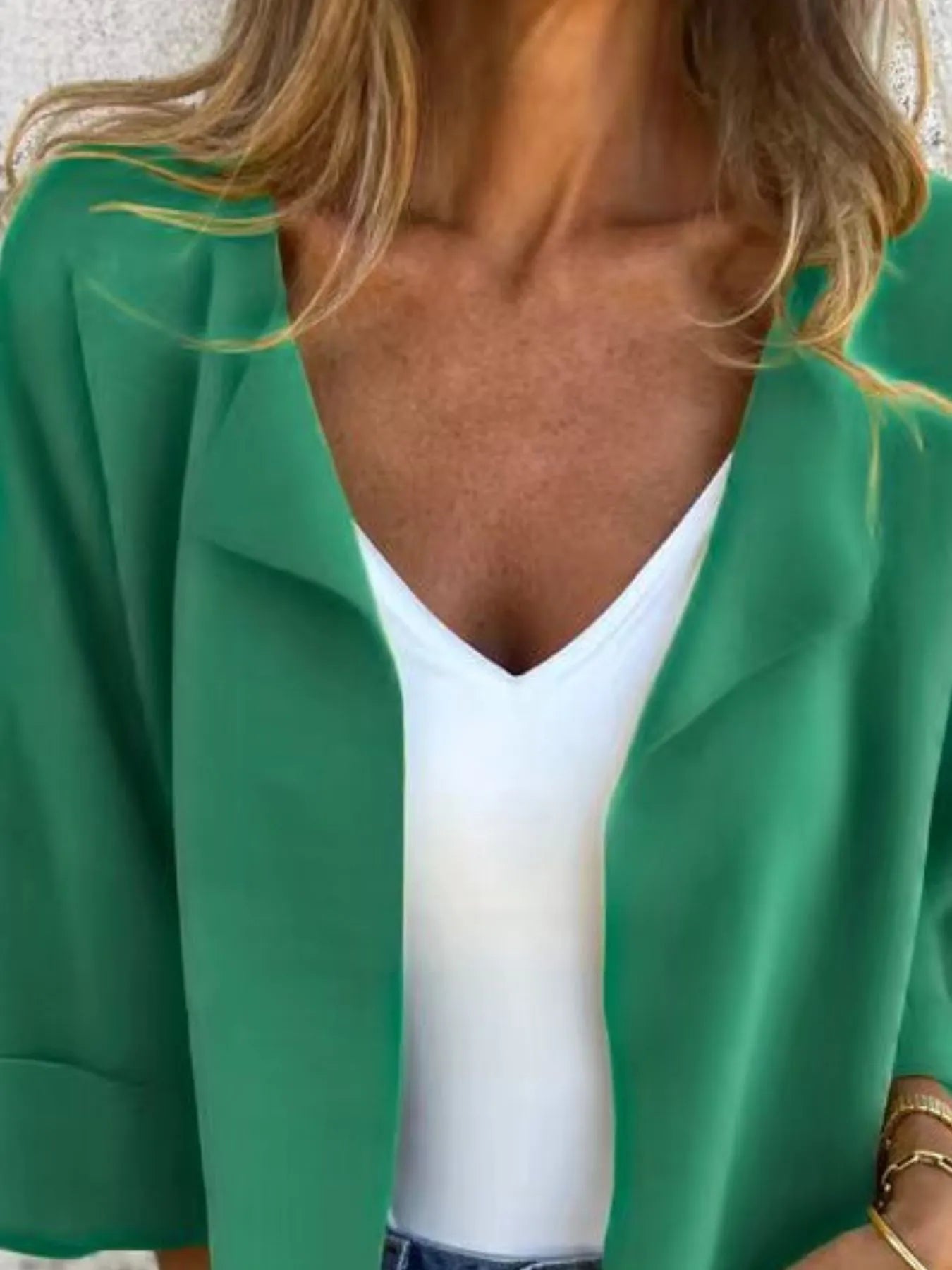 Full Size Open Front 3/4 Sleeve Cardigan Plus Size - Fashorio