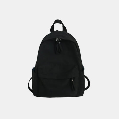 Zip Cotton Backpack Bag Black One Size - Fashorio