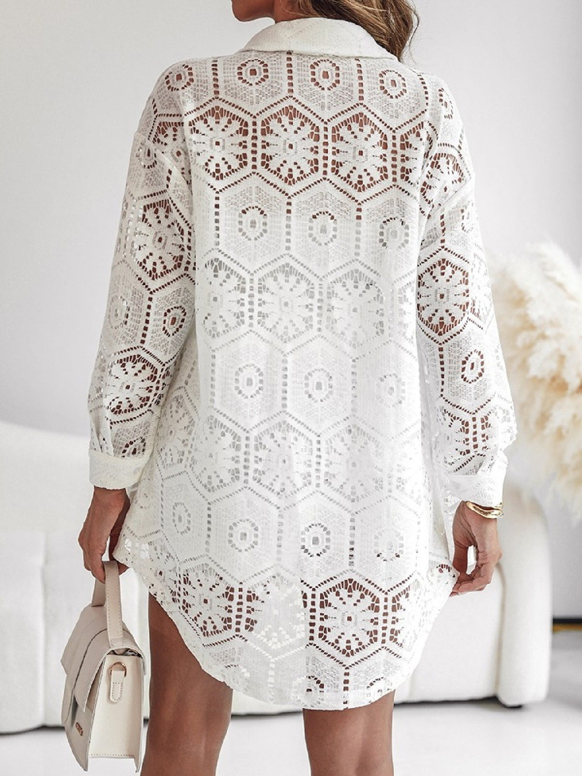 Lace button up shirt back detail