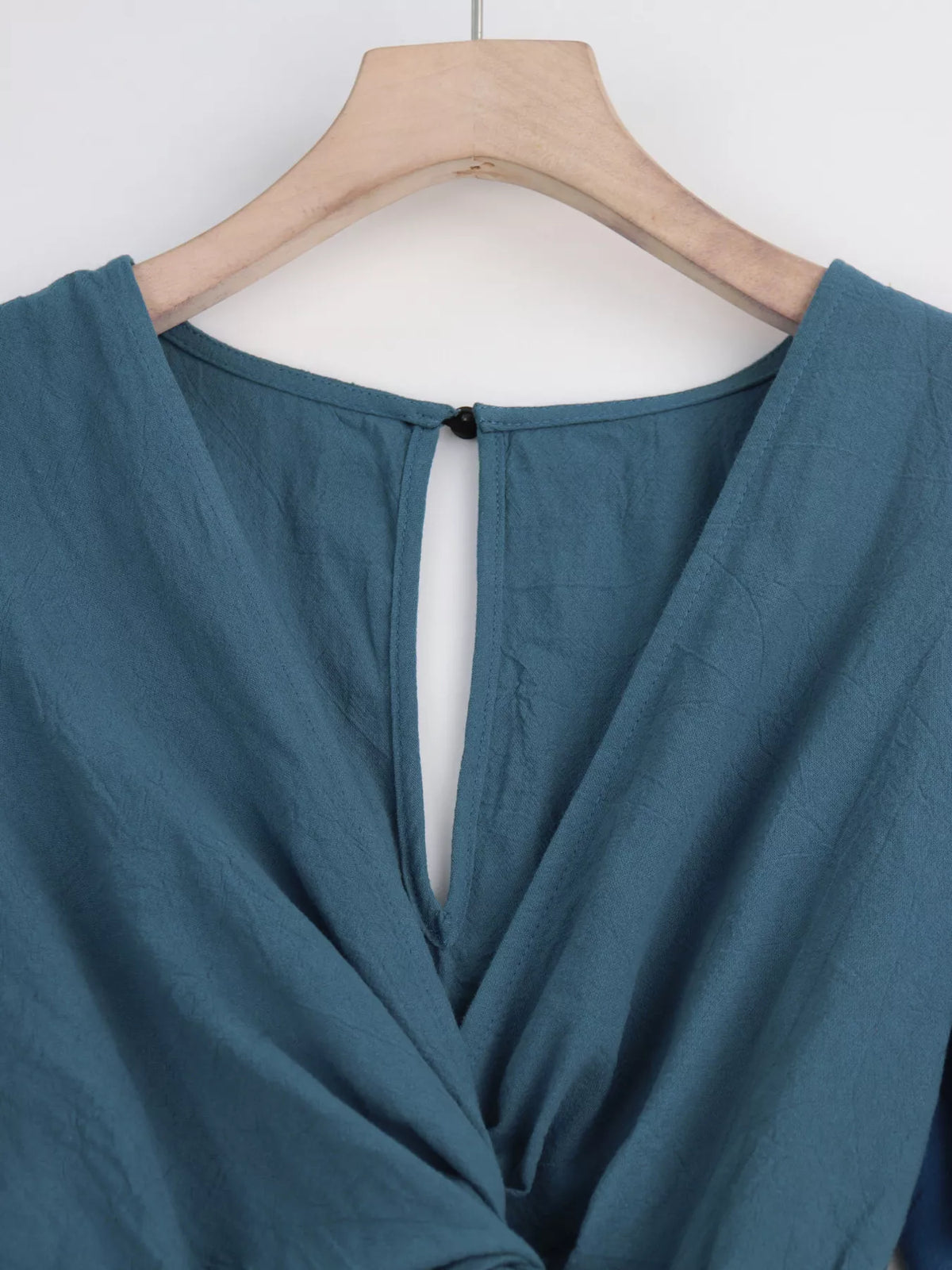 Tie waist flutter sleeve romper, back view