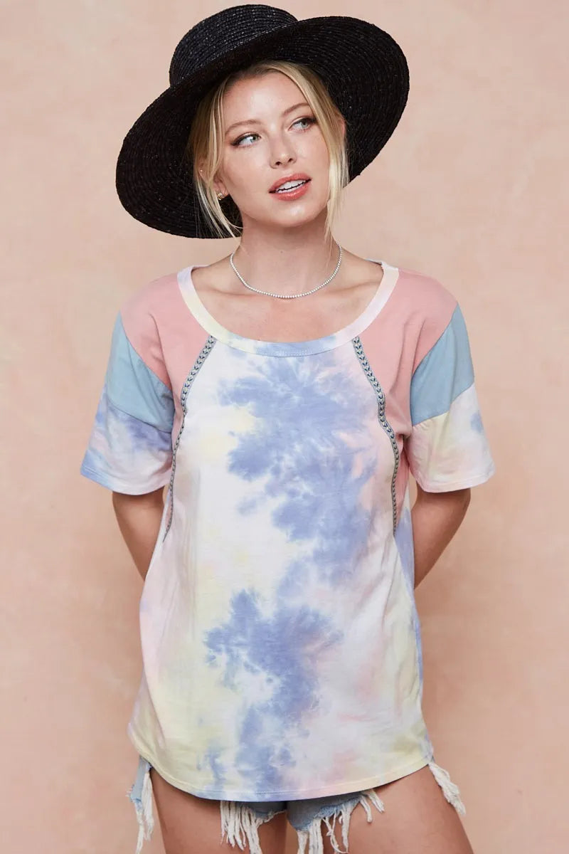 Tie dye print top casual styling