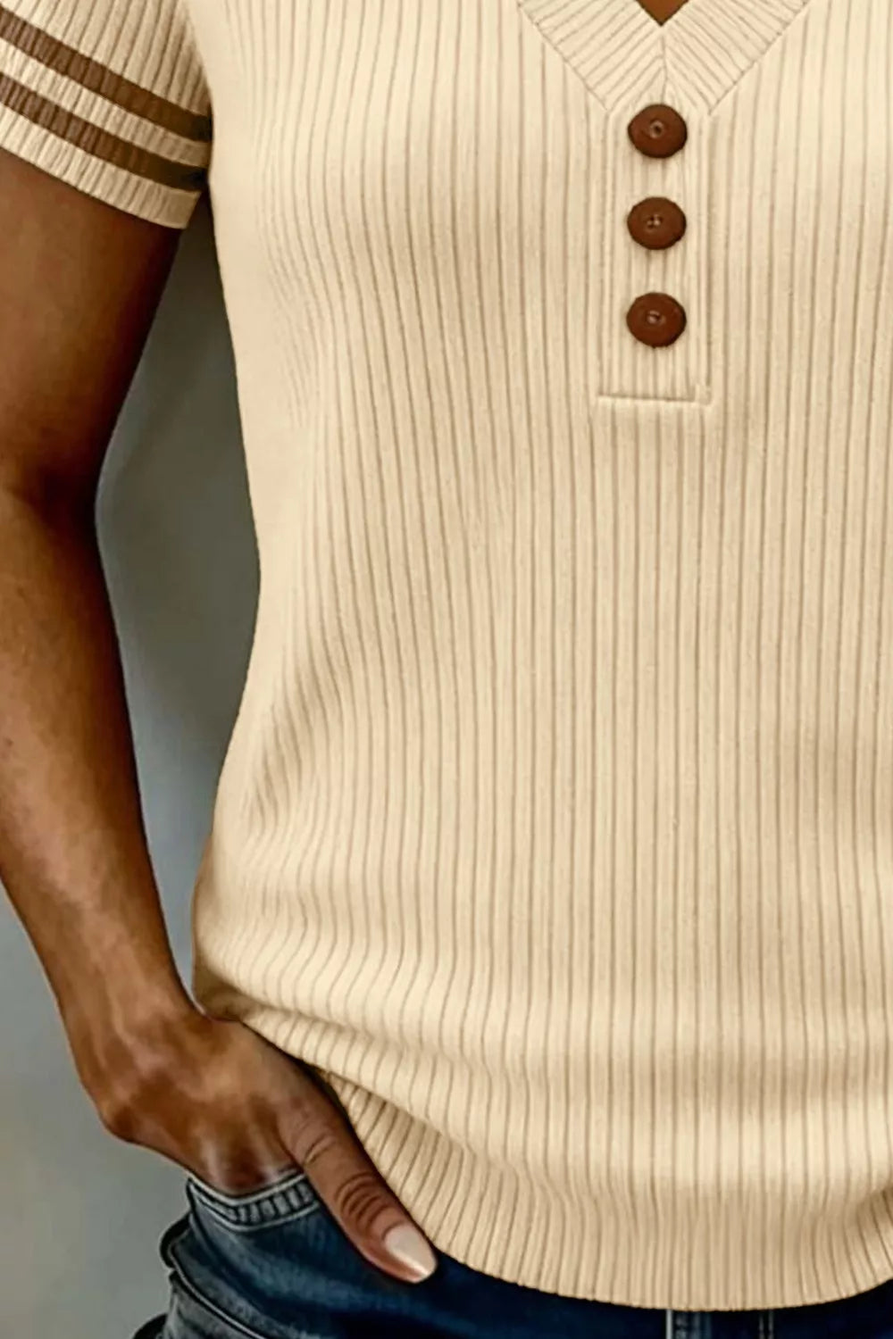 Fitted ribbed knit top back view