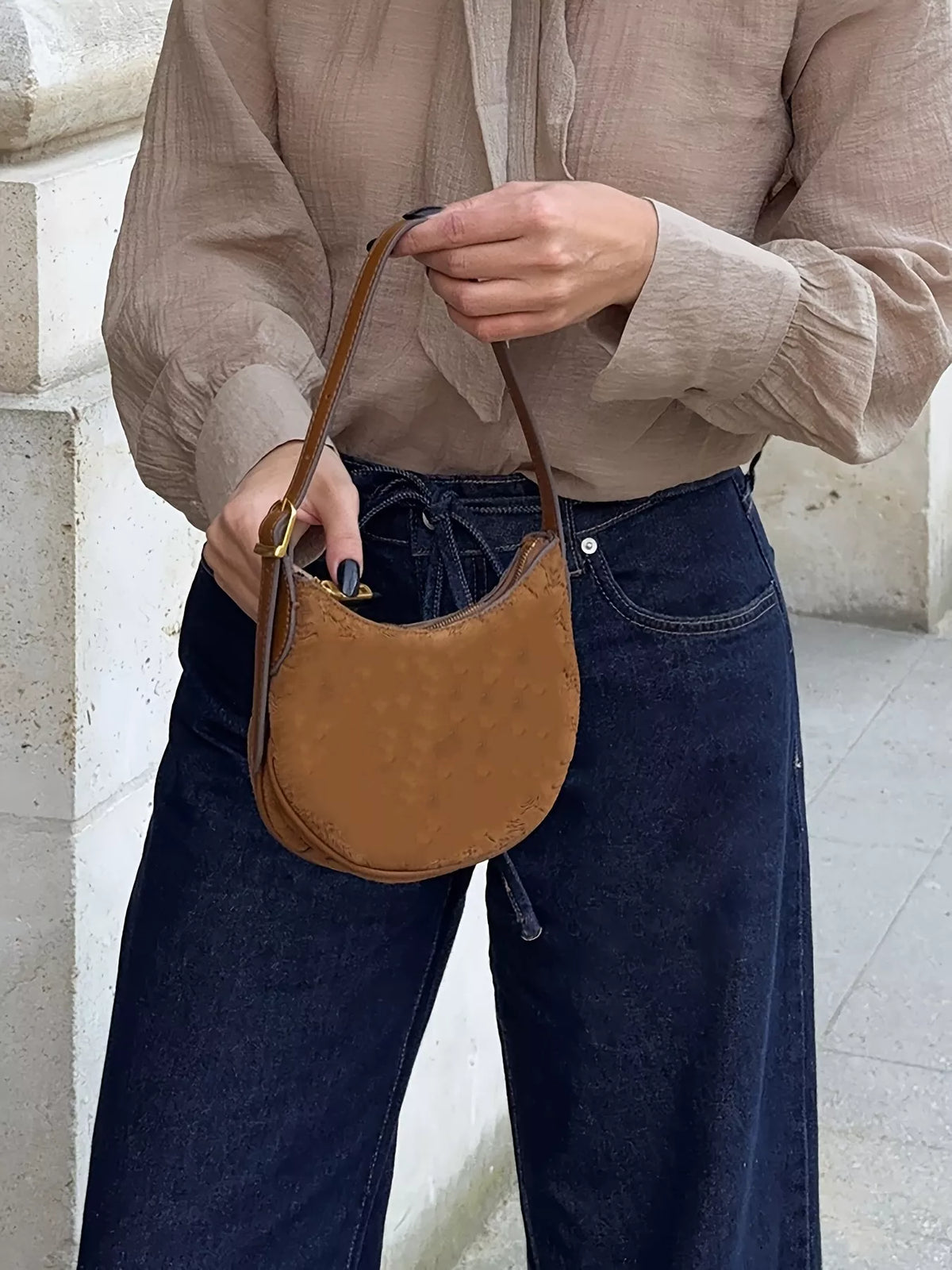 Full length tied loose flare jeans