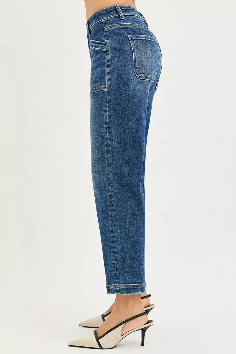 Close up of front patch pocket on RISEN baggy jeans