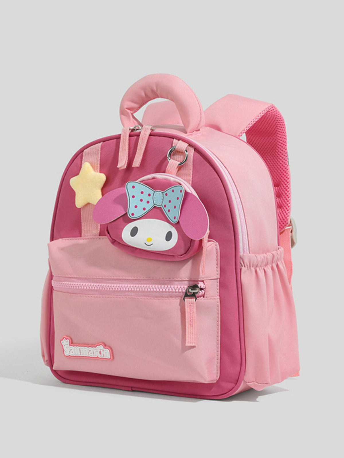 pink cartoon nylon backpack back view