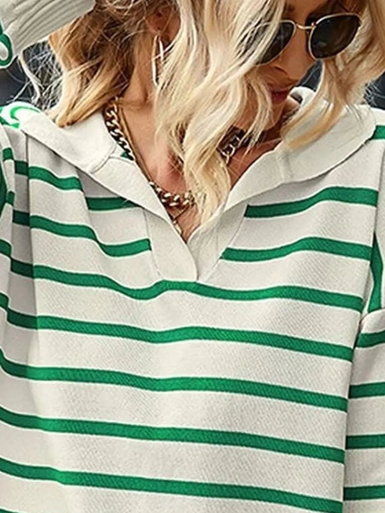 Ribbed Hem Long Sleeve Striped Sweater - Fashorio