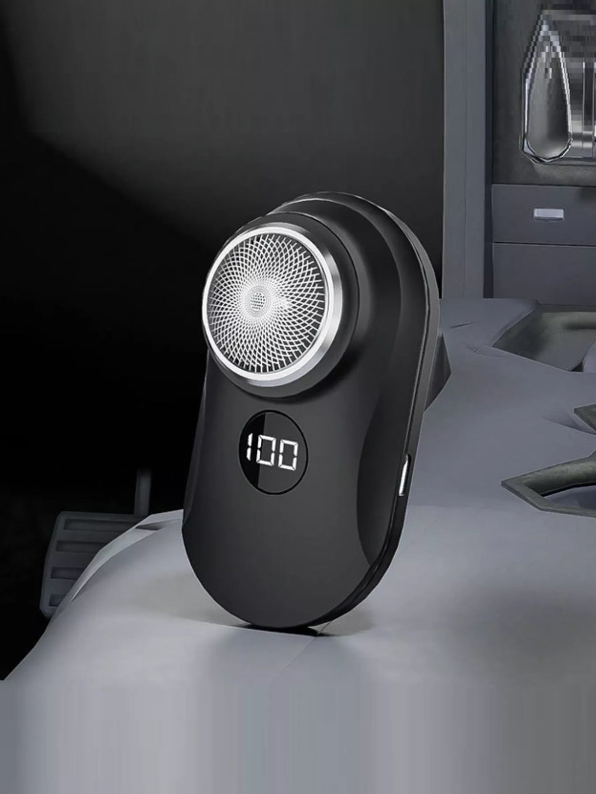 Mini electric shaver top head view