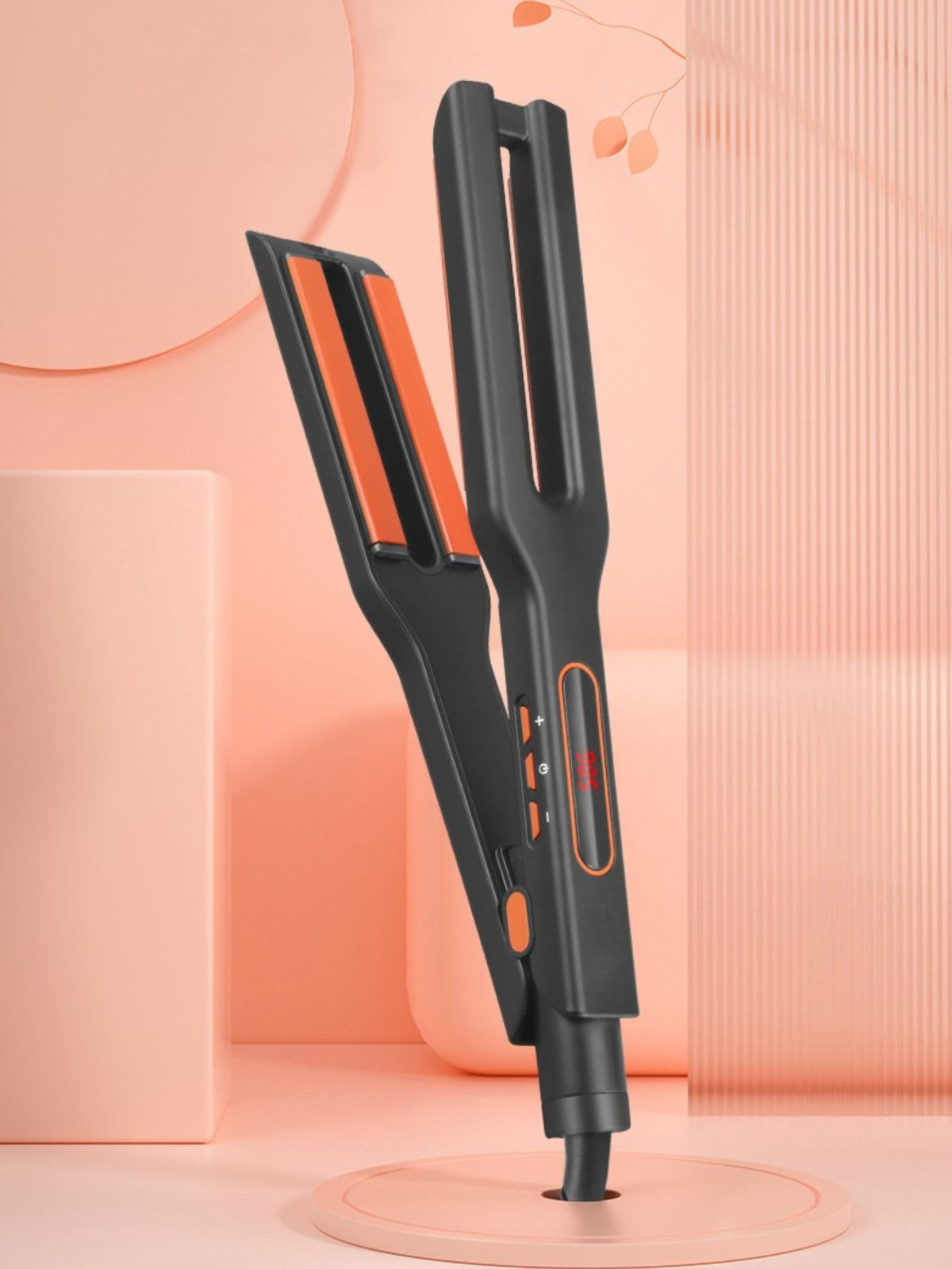 Hair straightener heating plates close up