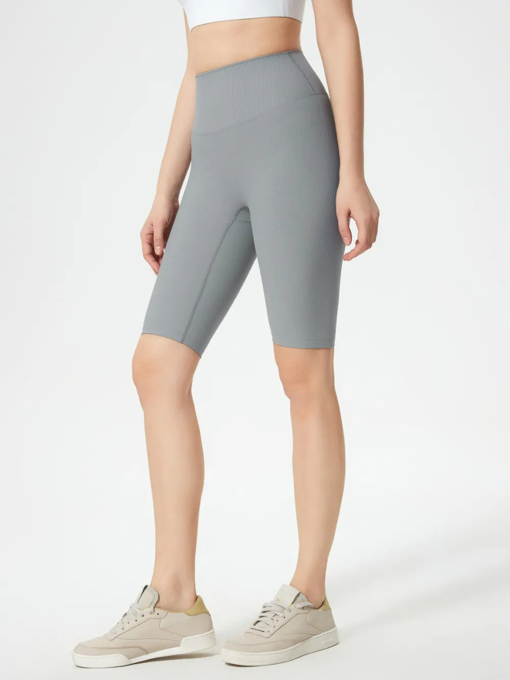High waist stretch active shorts side view