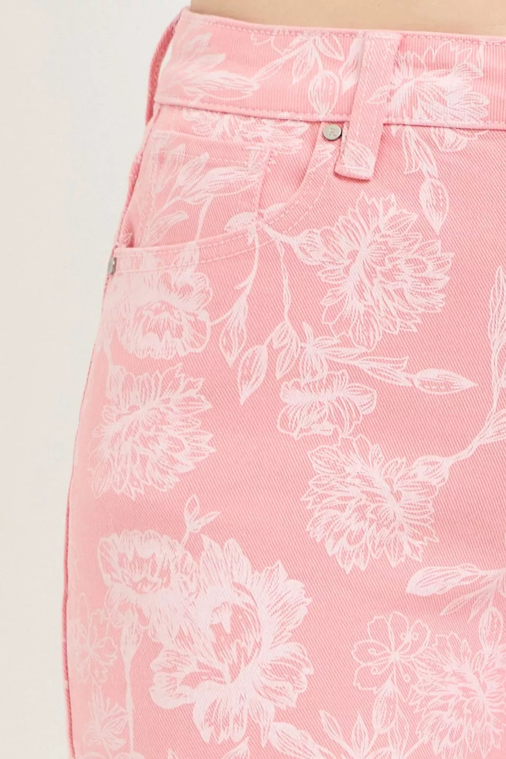 RISEN high rise printed shorts, three quarter view