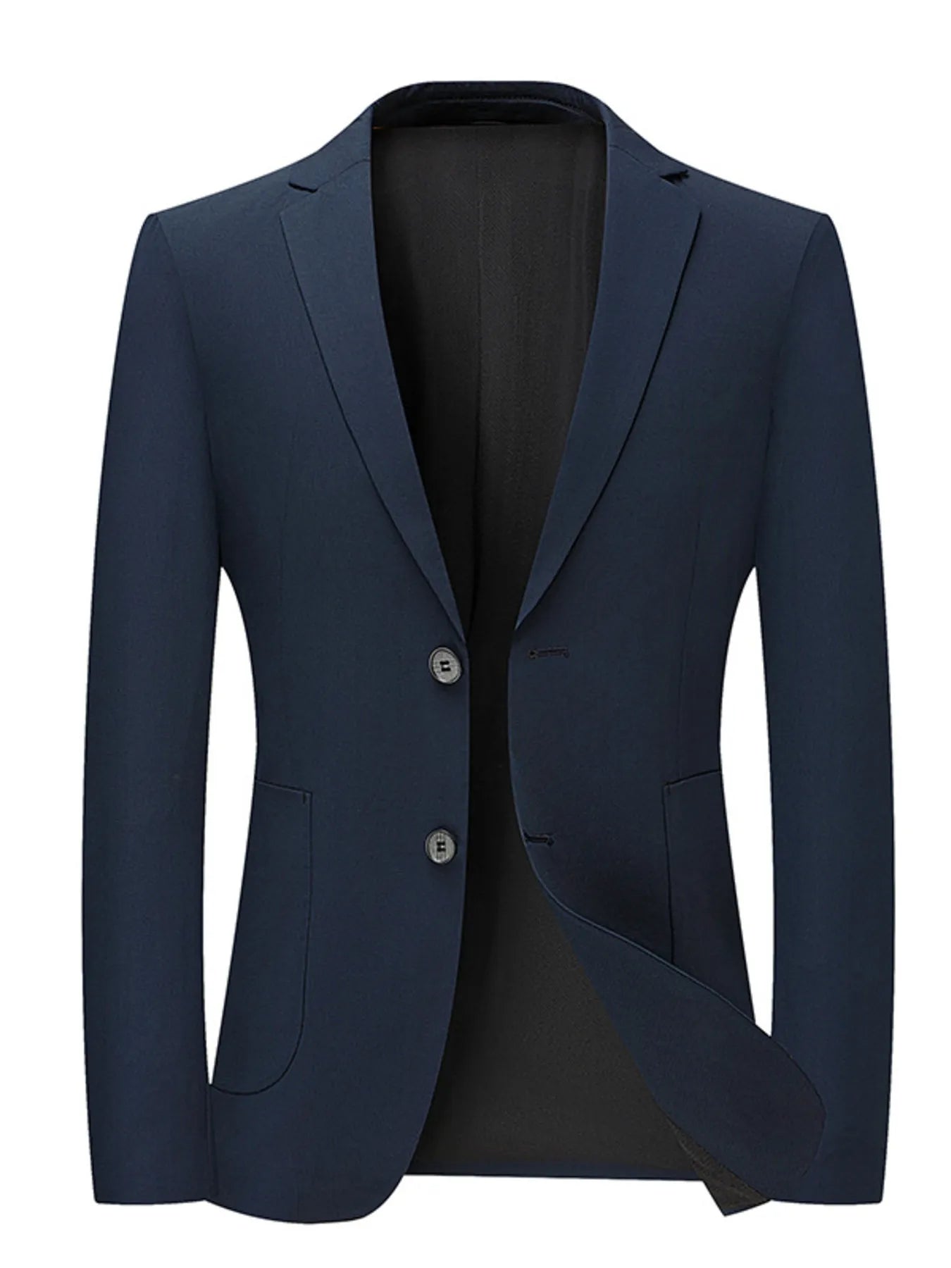Men's Button Up Long Sleeve Blazer Navy - Fashorio
