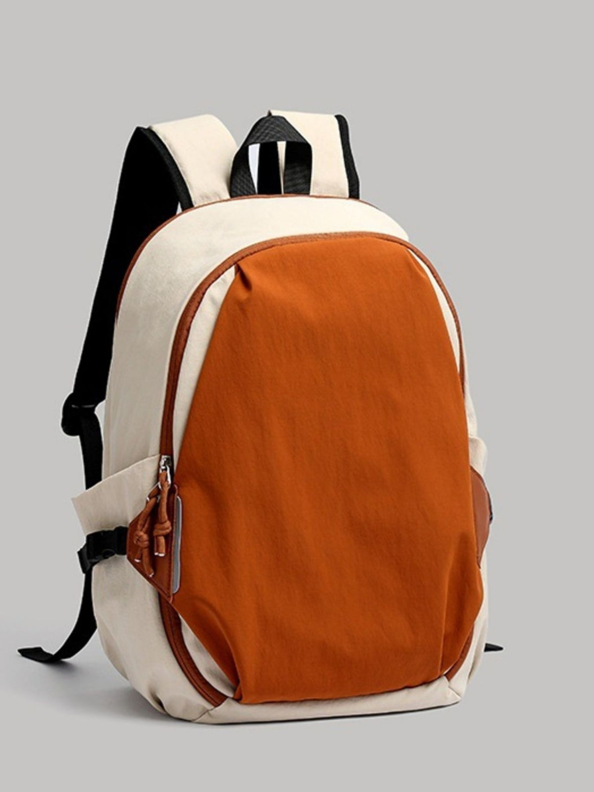 Orange color block nylon backpack back and straps