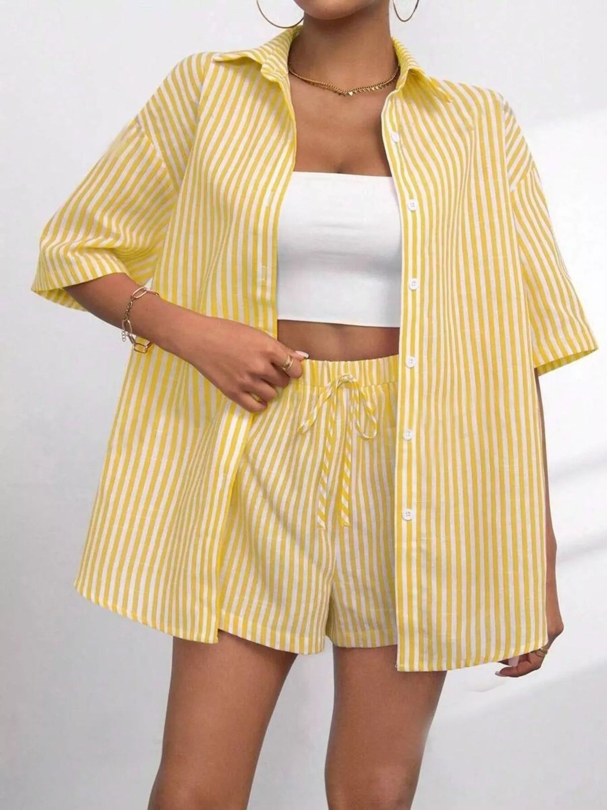 Striped coordinated set full look