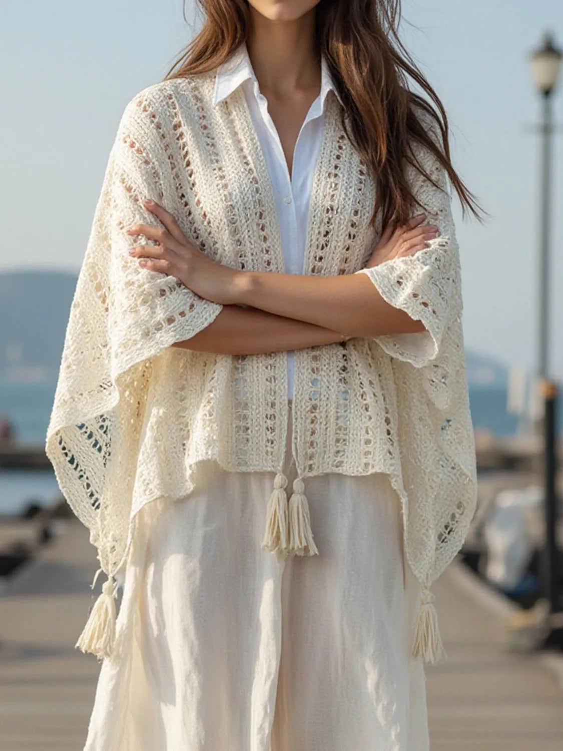 Knit cover up full length pose