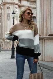 Angel Wings Color Block Round Neck Sweater Dark Gray - Fashorio