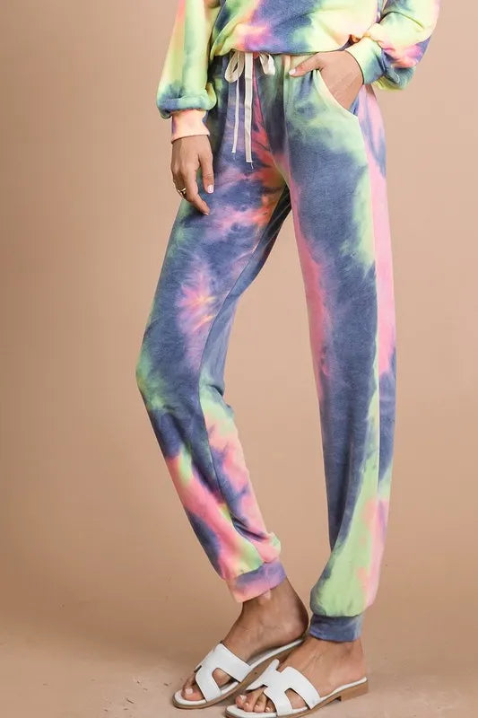 BiBi Tie Dye French Terry Casual Pants - Fashorio
