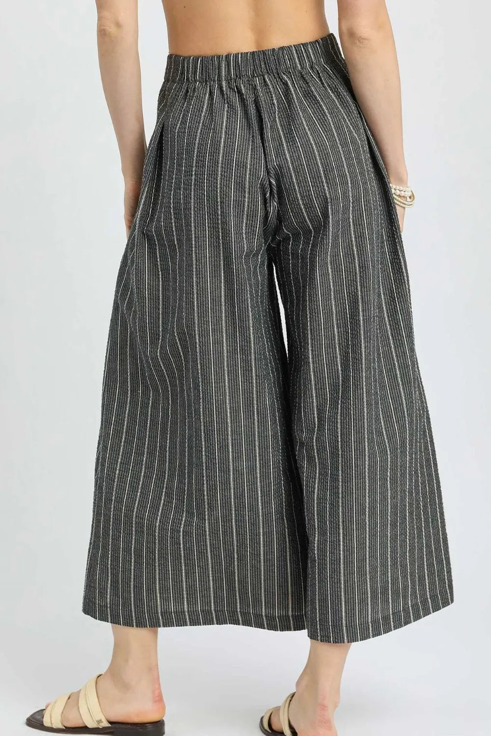 Umgee Pinstripe Crop Palazzo Pants - Fashorio
