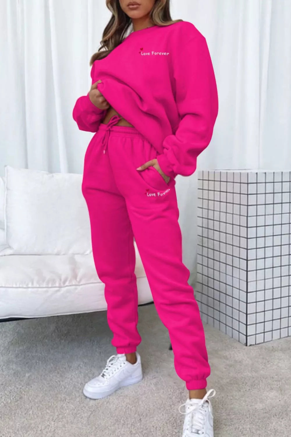 Round Neck Sweatshirt and Joggers Set, view 29