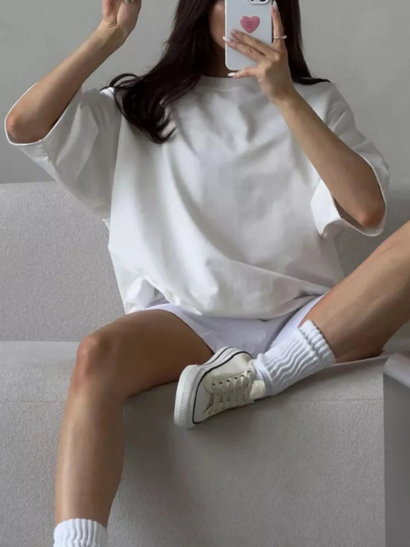 Round Neck Half Sleeve Oversized T-Shirt - Fashorio