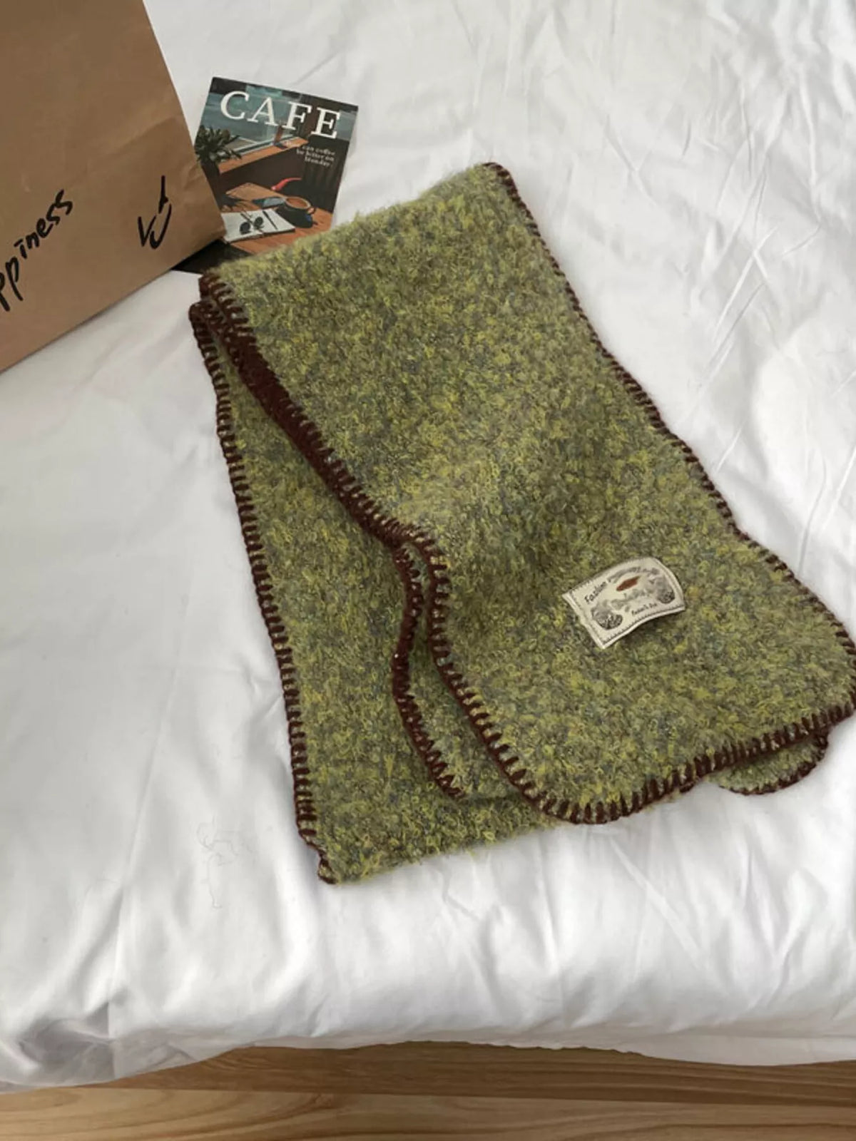 Plush scarf looped for extra warmth