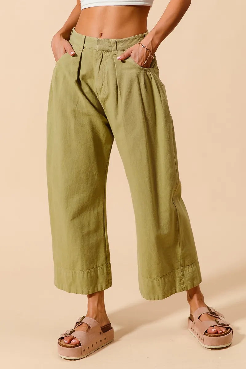 SO ME Mid Rise Wide Leg Chino Pants With Pockets - Fashorio