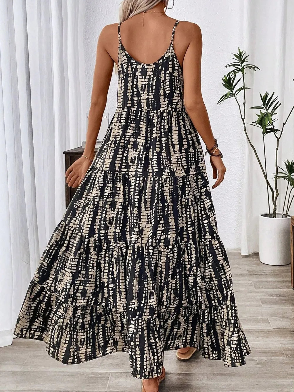 Printed maxi cami dress side view